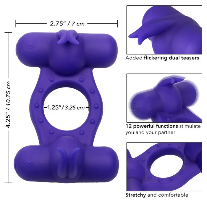 California Exotic Novelties Vibrating Cock Ring with Two Stimulators Triple Orgasm Enhancer Male Sex Toys