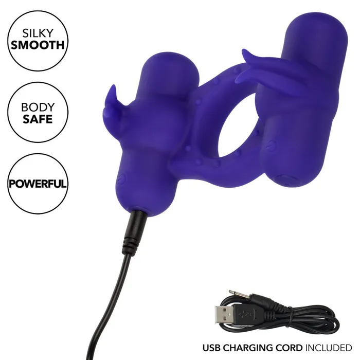California Exotic Novelties Vibrating Cock Ring with Two Stimulators Triple Orgasm Enhancer Male Sex Toys