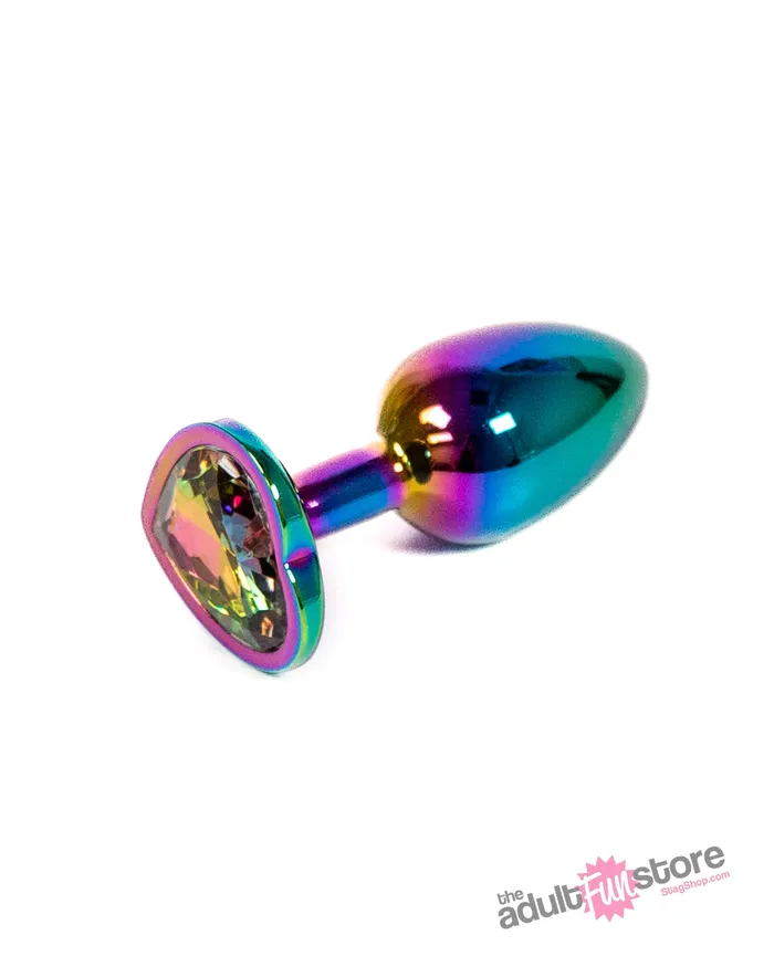 Anal NS Novelties NS Novelties Rear Assets Aluminum Heart Butt Plug MulticolourRainbow 275 Inch