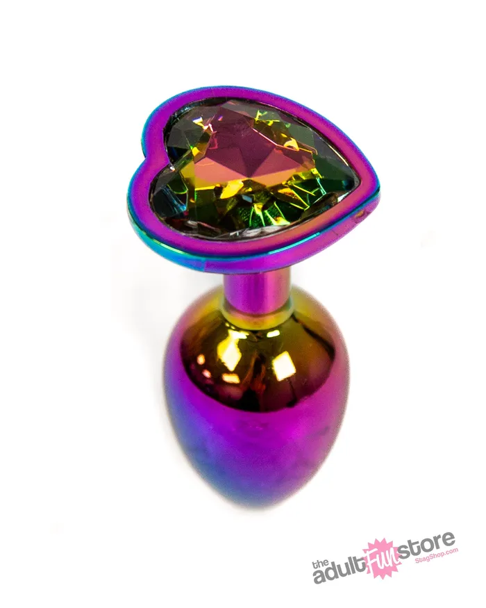 Anal NS Novelties NS Novelties Rear Assets Aluminum Heart Butt Plug MulticolourRainbow 275 Inch
