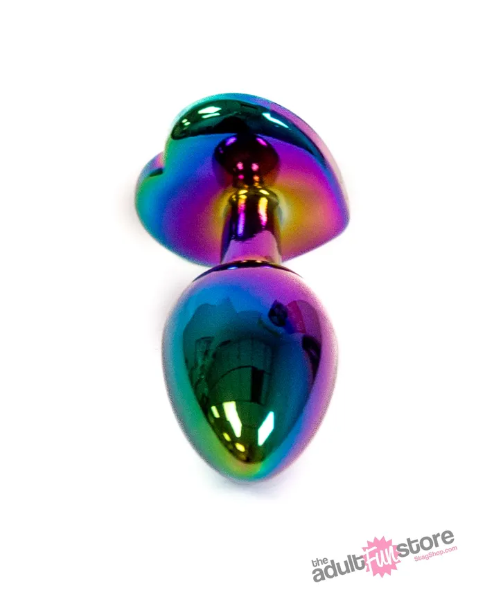 Anal NS Novelties NS Novelties Rear Assets Aluminum Heart Butt Plug MulticolourRainbow 275 Inch