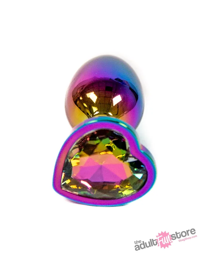 Anal NS Novelties NS Novelties Rear Assets Aluminum Heart Butt Plug MulticolourRainbow 275 Inch