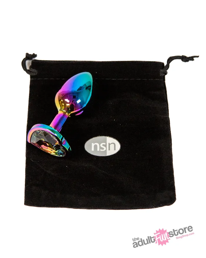 Anal NS Novelties NS Novelties Rear Assets Aluminum Heart Butt Plug MulticolourRainbow 275 Inch