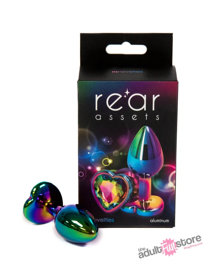Anal NS Novelties NS Novelties Rear Assets Aluminum Heart Butt Plug MulticolourRainbow 275 Inch
