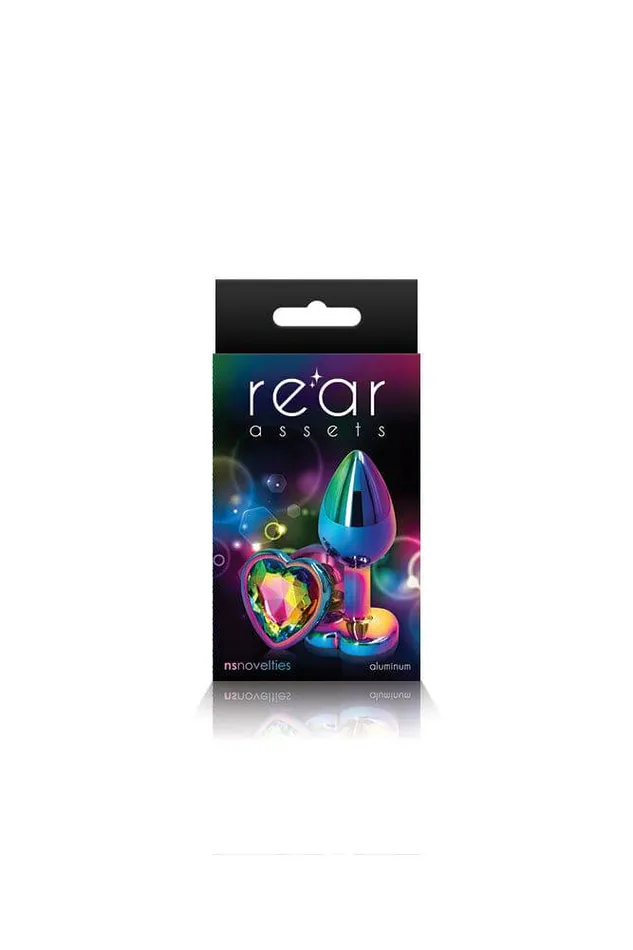 Anal NS Novelties NS Novelties Rear Assets Aluminum Heart Butt Plug MulticolourRainbow 275 Inch