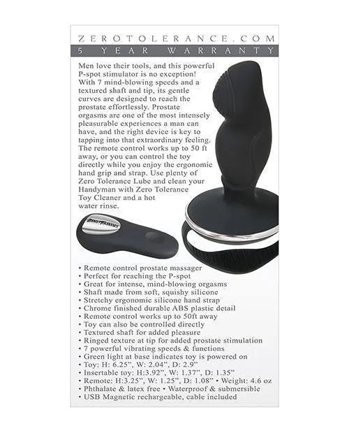 Zero Tolerance Handyman Black Evolved Novelties INC Anal